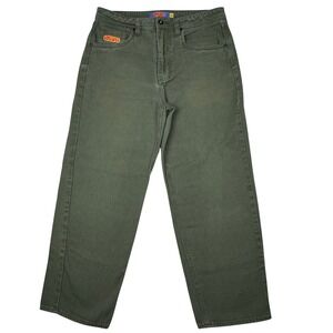 Empyre Relax Jeans Relaxed Fit Men Size 32 (fits 33x28) Green Baggy Talon Zipper